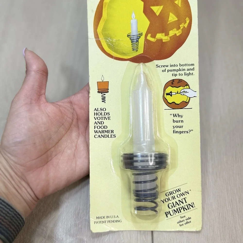 NEW VTG 1989 Pumpkin Jack O Lantern Safety‎ Candle Holder Twist A Lite USA NOS